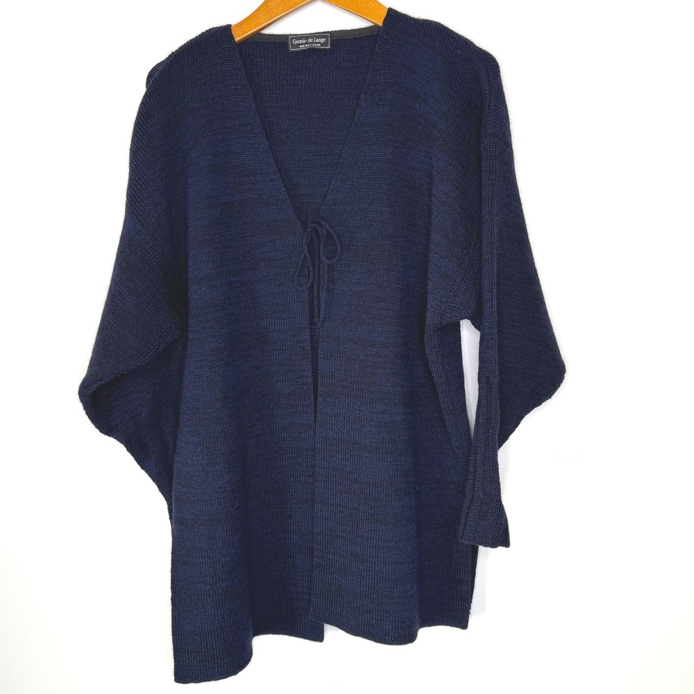 Gennie de Lange Wool Cardigan Womens XL Blue/Black‎